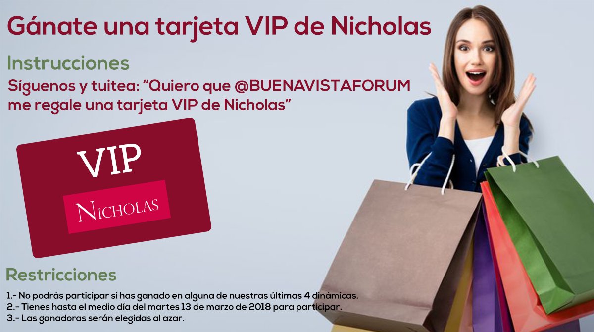 BUENAVISTAFORUM's tweet photo. #Gánate una tarjeta VIP de #Nicholas. Sigue las instrucciones de la imagen y participa. Tienes hasta el medio día del 13 de febrero para participar. Los ganadores se darán a conocer el 14 de marzo después del medio día. https://t.co/LqJericGh8