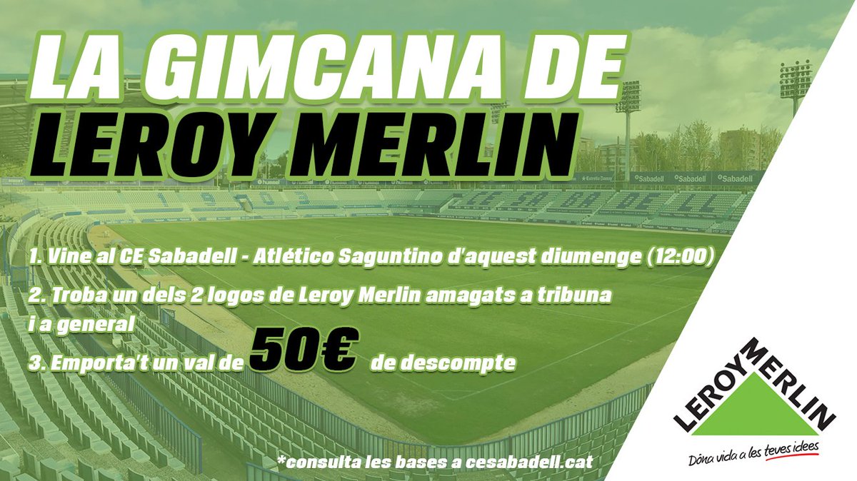 🕵️‍♀️ | Aquest diumenge torna LA GIMCANA DE LEROY MERLIN.

Troba un dels 2 logos que amagarem a la Nova Creu Alta i emporta’t un val de 50€ de descompte.

#CESSaguntino #retornCES  

👉 bit.ly/GimcanaLeroy2 👈