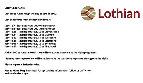 on_lothianbuses's tweet photo. Customer Information:
Please share our travel update information - 
Services are being removed from 1900. https://t.co/nwIZV3cPgk