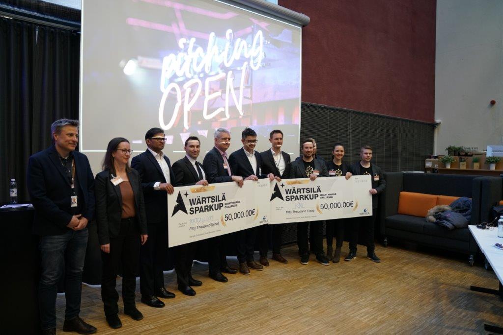 wartsilacorp's tweet photo. The amazing winners of our #SparkUpChallenge are @KNLNetworks &amp; @PortCalldotCom Congratulations to both start-ups from all of us here at Wärtsilä! We can't wait to start our journeys together! #startup https://t.co/oWflhN6FxQ