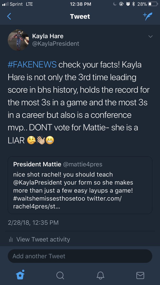 KaylaPresident's tweet photo. Just in case you missed the tweet @mattie4pres deleted !!! #bhs2018pres https://t.co/SpIfhJBrMZ