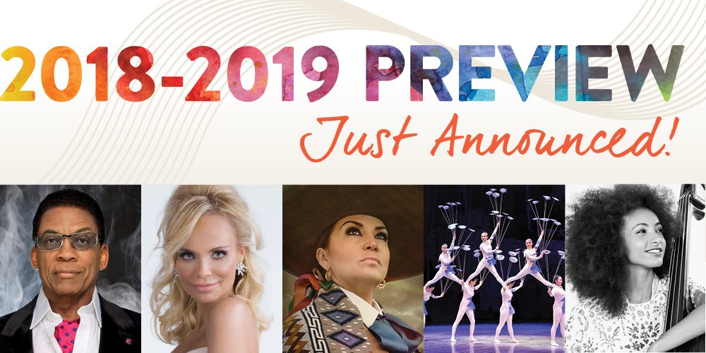 strathmore's tweet photo. JUST ANNOUNCED: First look at shows for summer + 18-19 season! @herbiehancock @KChenoweth @PatMetheny  Eve Ensler &amp; @ANNELAMOTT @AidaCuevas @EspeSpalding   &amp; MORE at  https://t.co/UOXP0KeKTL. Get presale access at https://t.co/eTrtRusTQi! On sale to the public March 9. https://t.co/AziJbTuftf