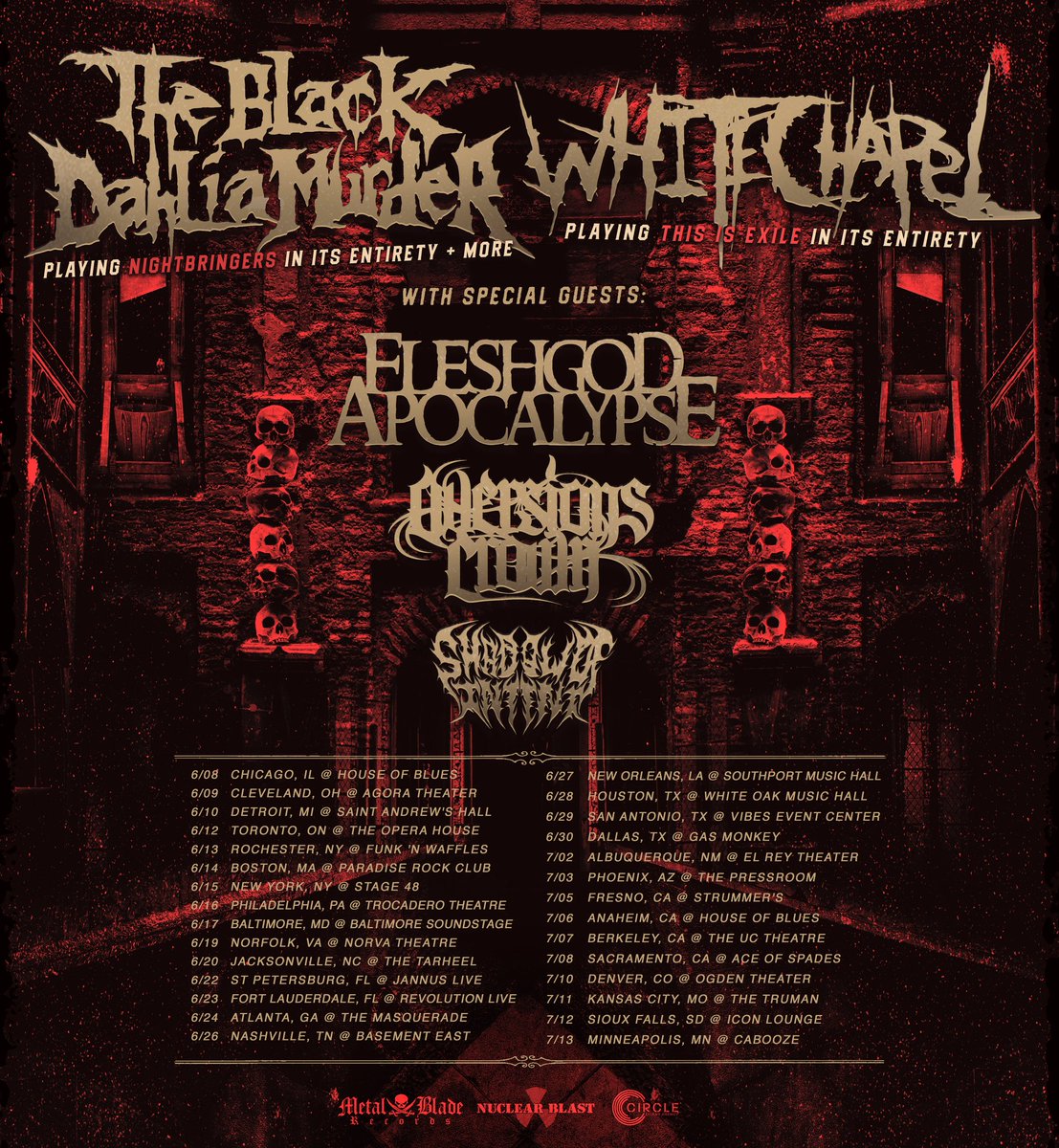 bdmmetal's tweet photo. This Summer we storm North America with @WhitechapelBand @FApocalypse @Aversions_Crown and Shadow of Intent!!! https://t.co/c2LF0QyvWg
