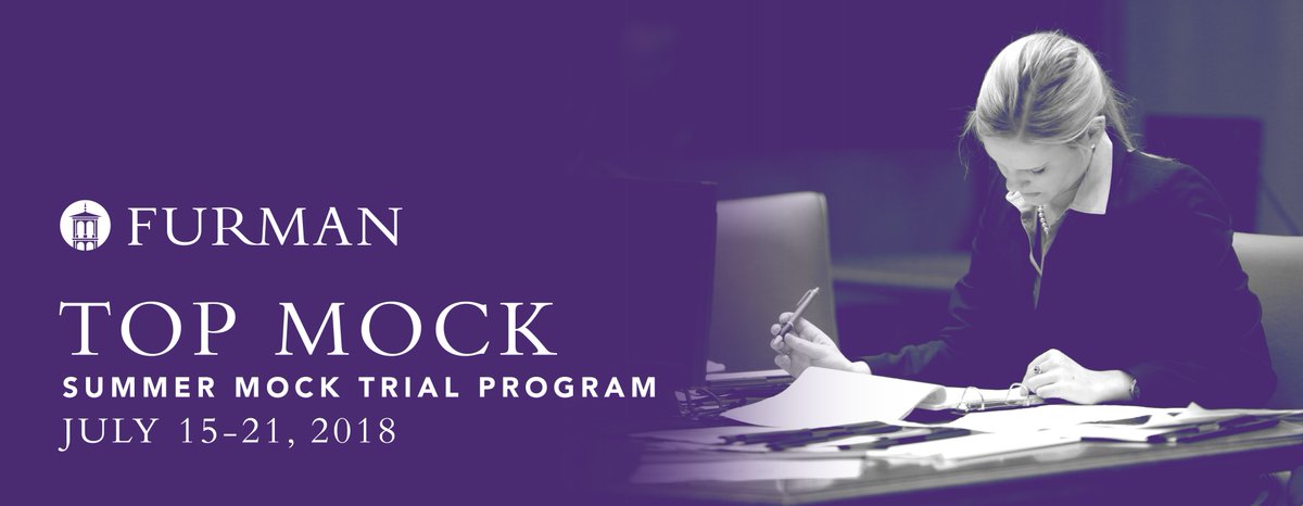 Furman_POL's tweet photo. Spaces are filling up quickly! Register now at https://t.co/cjU0Uggs0q. #TopMock @EmpireMockTrial @SCBAR https://t.co/OTtMJFYerZ