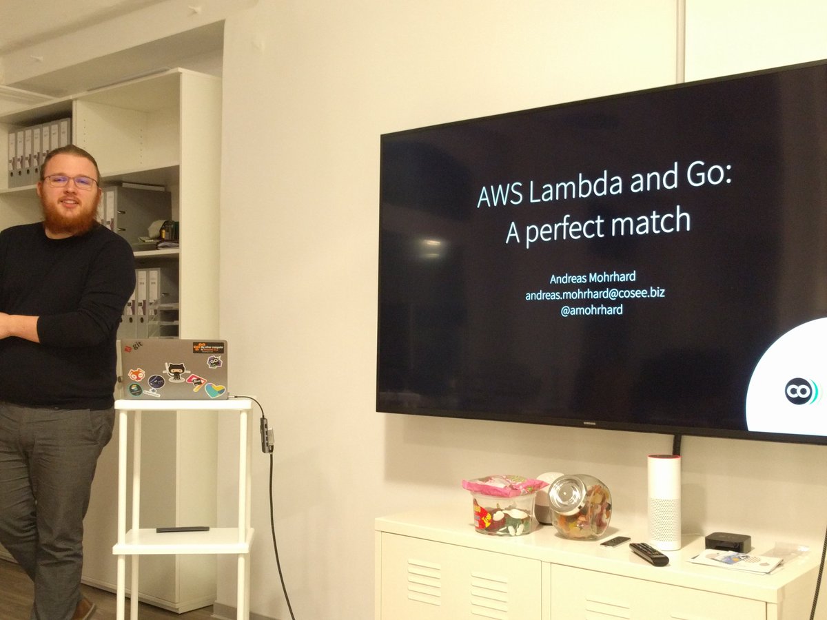 alex0ptr's tweet photo. @amohrhard about #serverless architectures with @golang at @codemonauts #aws user group! 😎 https://t.co/sEv0cY2oX7