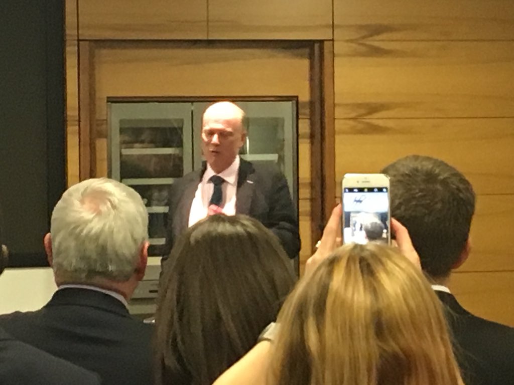 KForsNOC's tweet photo. Secretary of State for Transport; Right Honourable Chris Grayling,  endorsing the importance of UK taking global leadership in marine autonomy at Smart Shipping in UK Industry Reception https://t.co/f1vofCjqFu