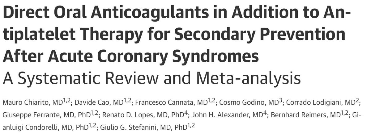 krychtiukmd's tweet photo. Another take on this subject - DOACs in addition to #antiplatelets for seconary #prevention after #ACS
#Cardiology @JAMACardio #coronary #hearttack https://t.co/X1ZIJSxXRo