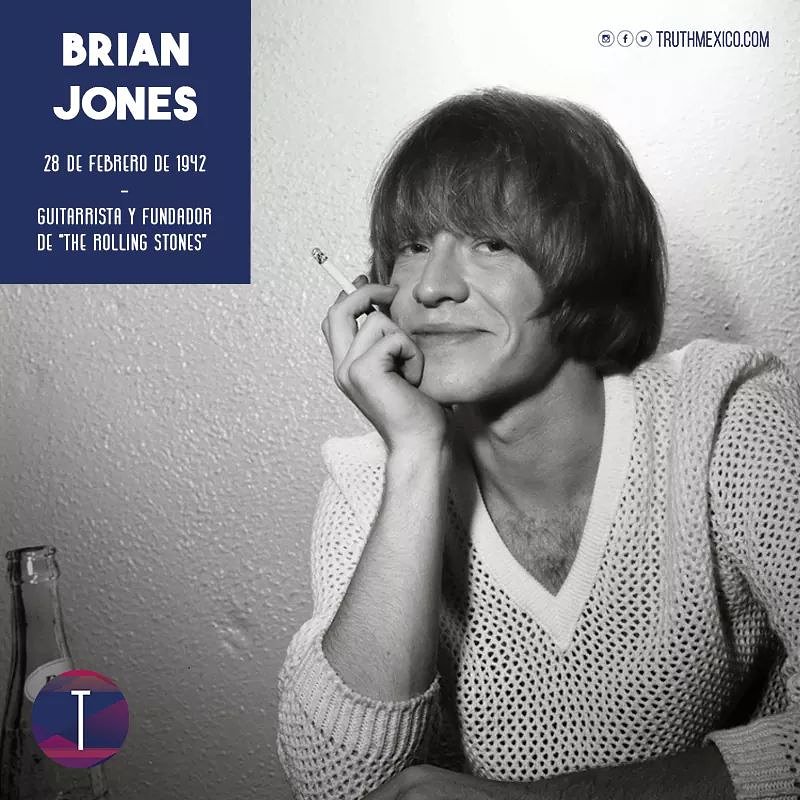 truth_mx's tweet photo. 1942 | Un día como hoy nace en Inglaterra Brian Jones, miembro fundador y guitarrista de "The  Rolling Stones" 👅 https://t.co/nmDegKnZNw