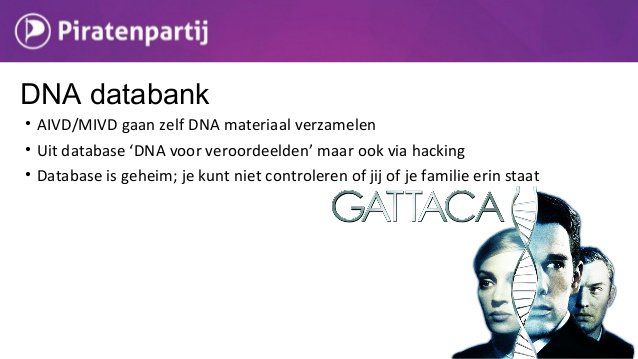 Waarom wordt er zo weinig gesproken en geschreven over de geheime DNA-database in de sleepwet? platform-investico.nl/artikel/databa…

Meer informatie over de sleepwet: slideshare.net/Matthijs85/laa… | #sleepwet #DNA
