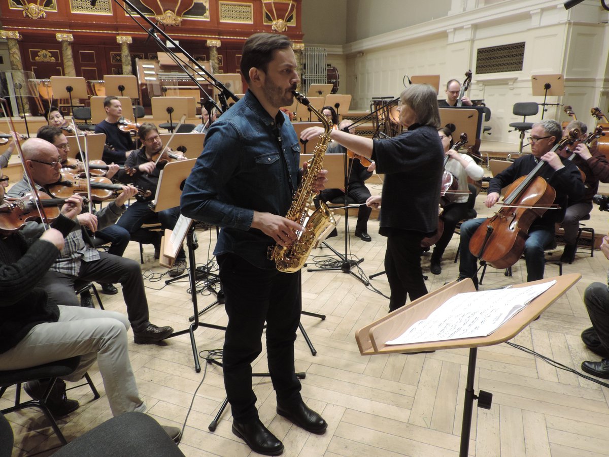 AmadeusACO's tweet photo. Great recording today with fenomenal Polish Saxophonnist #PawełGusnar. We recoreded works of #KrzysztofHerdzin &amp; #PaweŁŁukaszewski https://t.co/GesLnJSOFO