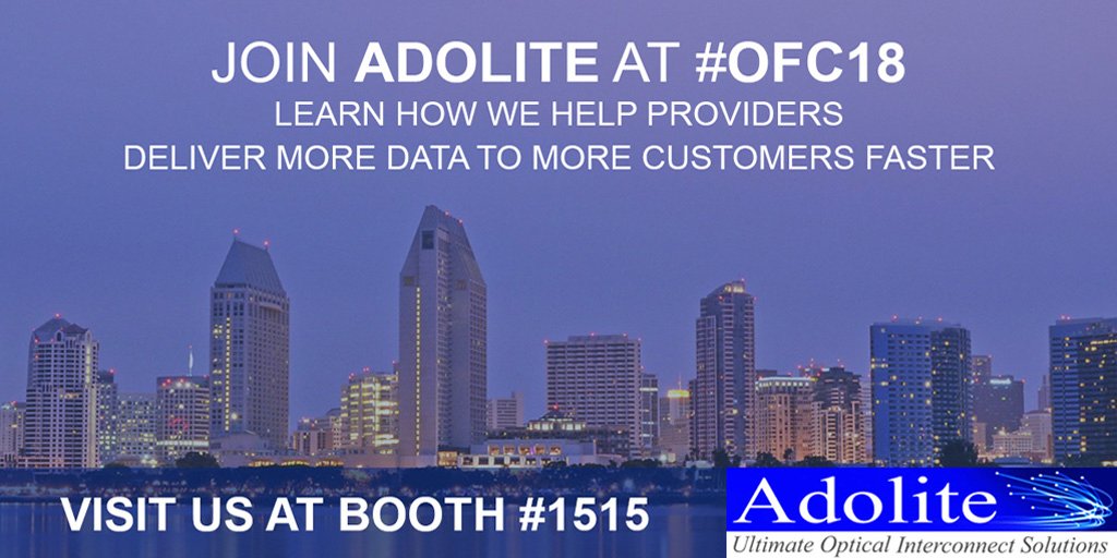 Adolite2's tweet photo. Are you attending @OFCConference? So are we and we'd be happy to meet you and tell you more about @Adolite2! Stop by booth #1515 for a demo and to learn more about how we can help #SpeedYourPace. #OFC18 https://t.co/geNqmEn5iv