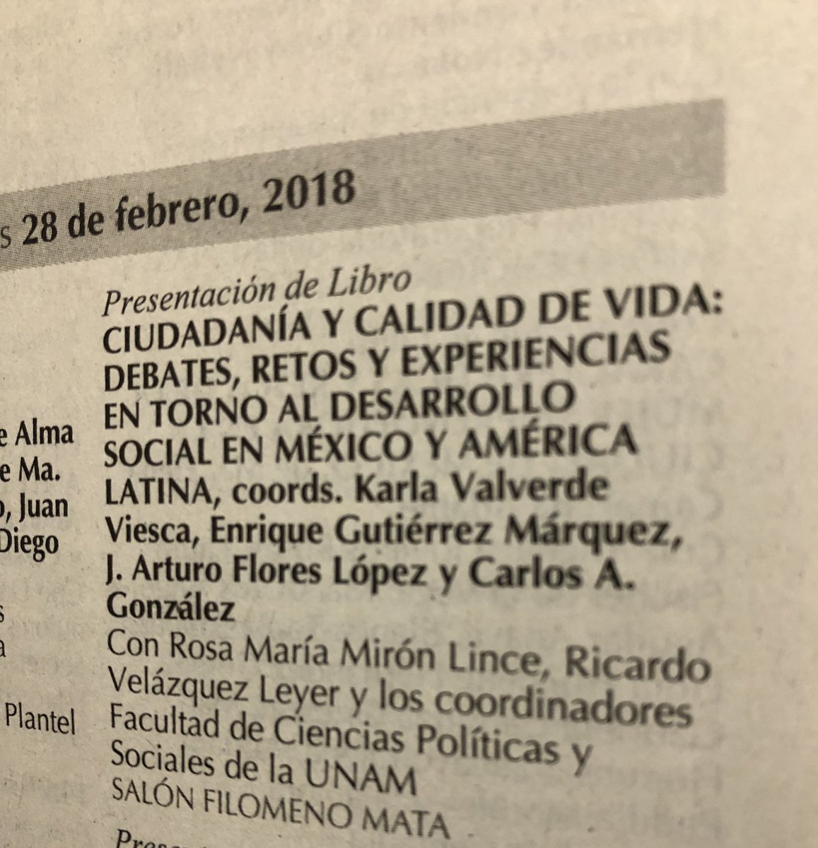arturofl's tweet photo. En la FIL del Palacio de Minería presentado Ciudadanía y Calidad de Vida: Debates, Retos y Experiencias en Torno al Desarrollo Social en México y América Latina https://t.co/23KXaq2idQ