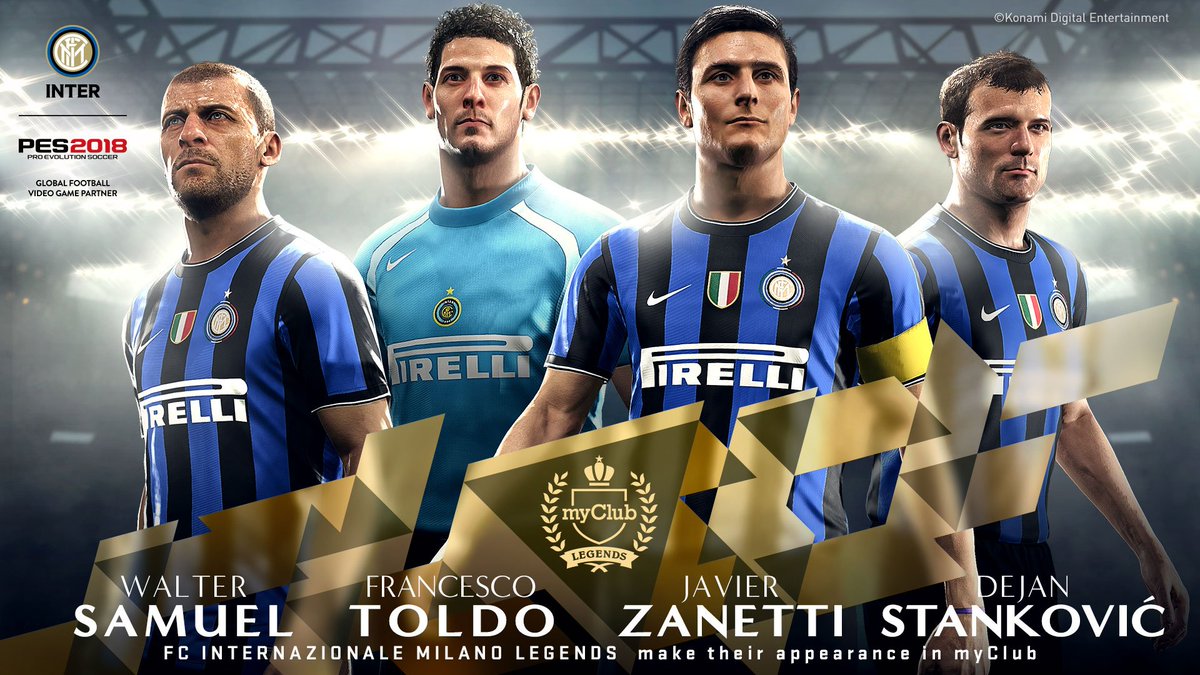 • #PES2018 - Les légendes de l'Inter &amp; l'AC Milan arrivent sur #PES ! #MilanoLegends  🎮
- - -
📽 Milano Legends Trailer > youtube.com/watch?v=ZpzPzY…
- - -
▶️ pes-soccer.fr/224-pes-2018/1…