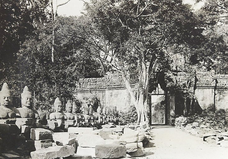 Historic picture of the South Gate to Angkor Thom