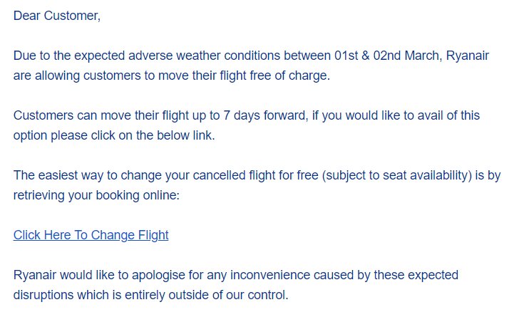 mcwackoo's tweet photo. @Ryanair Does this mean my flight is cancelled. Doesn't actually say...Ryanair Flight 8011. Also if i change my flight to another destination will i be charged the excess difference? https://t.co/gM4Qk5tAEW