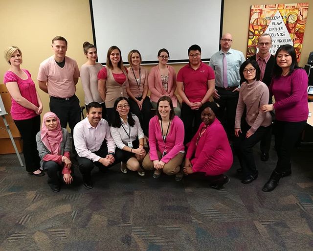 Distress_Centre's tweet photo. DC staff participating in #PinkShirtDay to show we stand against #bullying! If you're being bullied or abused, we are here to listen. Call 403-266-HELP (4357) or chat online at https://t.co/f24awy5bZx. 💖💖 #yyc #ab https://t.co/3BvARAEeQt