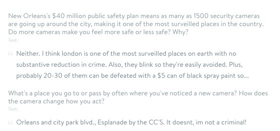 LP_NOLA's tweet photo. Our February show, all about surveillance in New Orleans, airs tomorrow at 1:30 &amp; 6:30 PM on @WWNO.  New Orleans, you had a lot to say on this issue, so It's a jam-packed 8 minutes! https://t.co/GvsNEbVfT2
