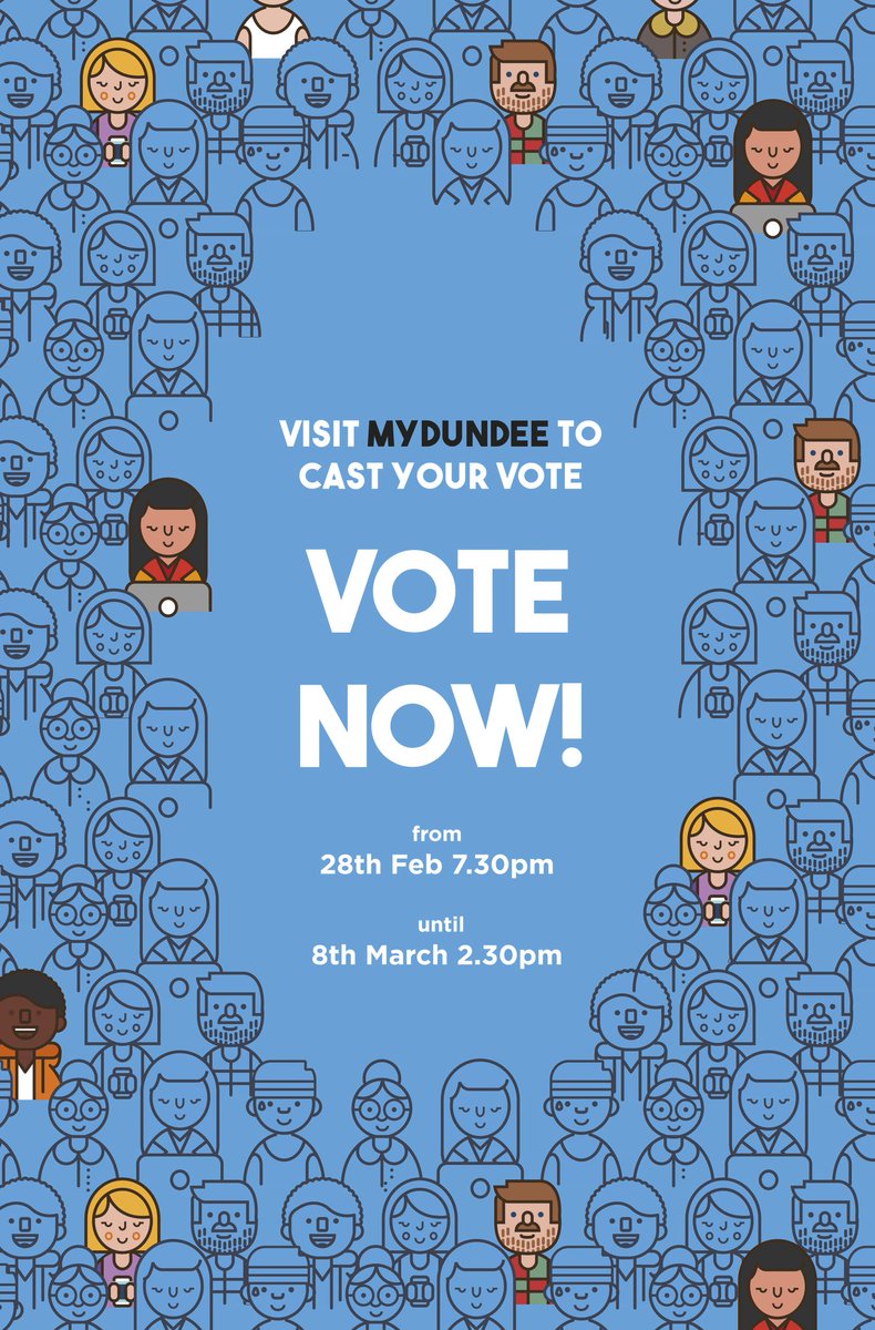 dusaexec's tweet image. VOTING IS NOW OPEN!!!!!! 
You can vote though MyDundee or via this link = vote.dundee.ac.uk 
For a full list of candidates and their statements see the DUSA Website under "Elections". uod.ac.uk/2BWzn9K 
Good Luck :)