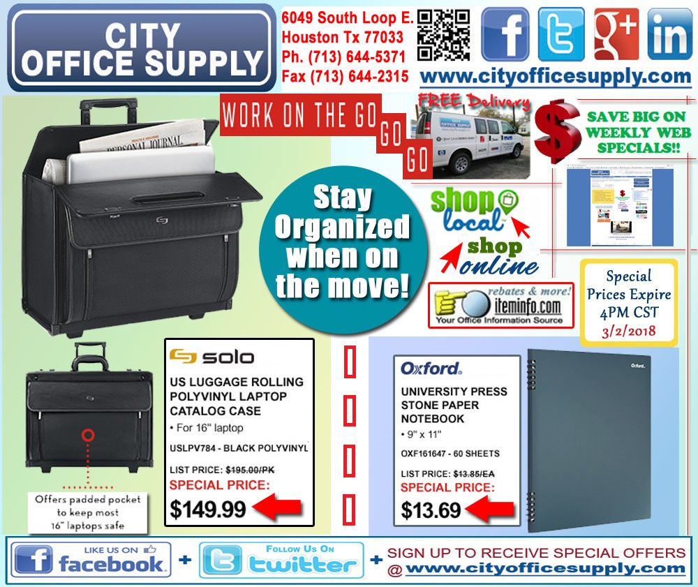 cityos's tweet image. #WorkingWednesday! #GoingMobile? Get @solo_newyork #RollingCase &amp;amp; @OxfordBrands #Notebooks #WeeklyWEBSpecial @ CityOfficeSupply.com -&amp;gt; ecinteractiveplus.com/5632/Product/U…