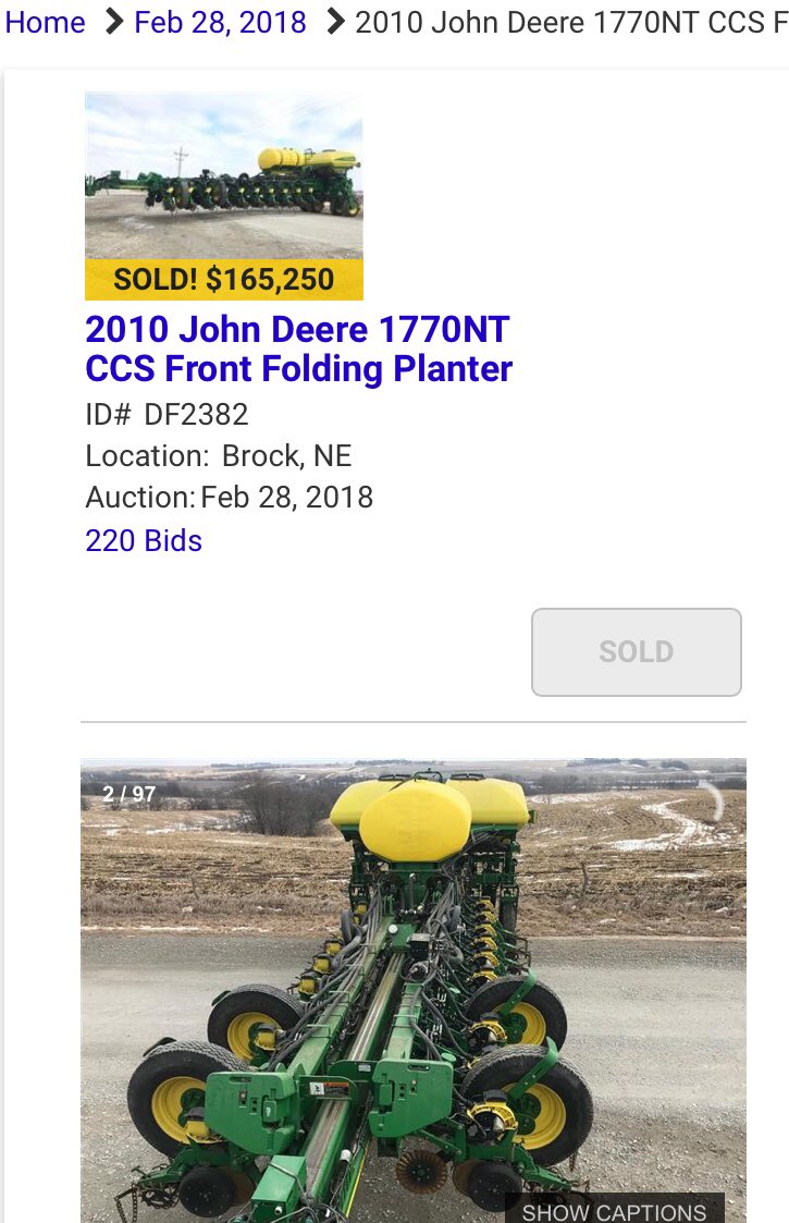 agbell10's tweet image. Planter decked out in precision gear really translated to resale. Probably a $60k planter stock