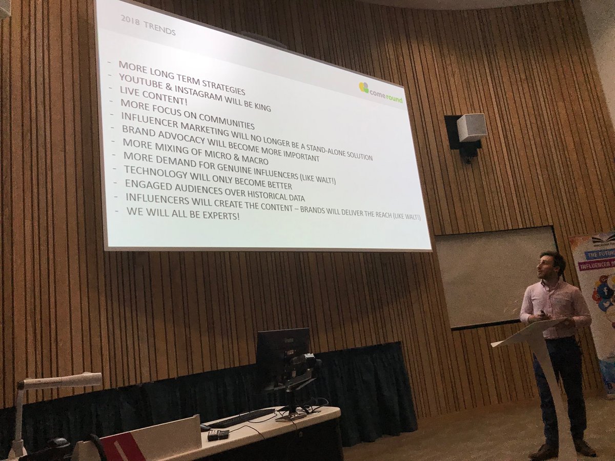 petereales's tweet photo. 2018 Trends - #InfluencerMarketing presented by #PhilipBrown Head of Influencer Marketing at #ComeRound #MikeWarneEvent #MWE18 @bournemouthuni @CIM_Exchange https://t.co/EhXw0mVCsB