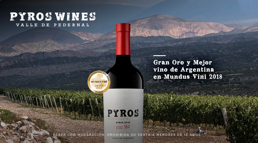 PyrosWines's tweet photo. Pyros Barrel Selected Syrah 2015 obtuvo el mayor premio de Alemania, Grand Gold y mejor Vino de Argentina en el concurso internacional Mundus Vini 2018. #PyrosWines https://t.co/g0N6RfTPsr