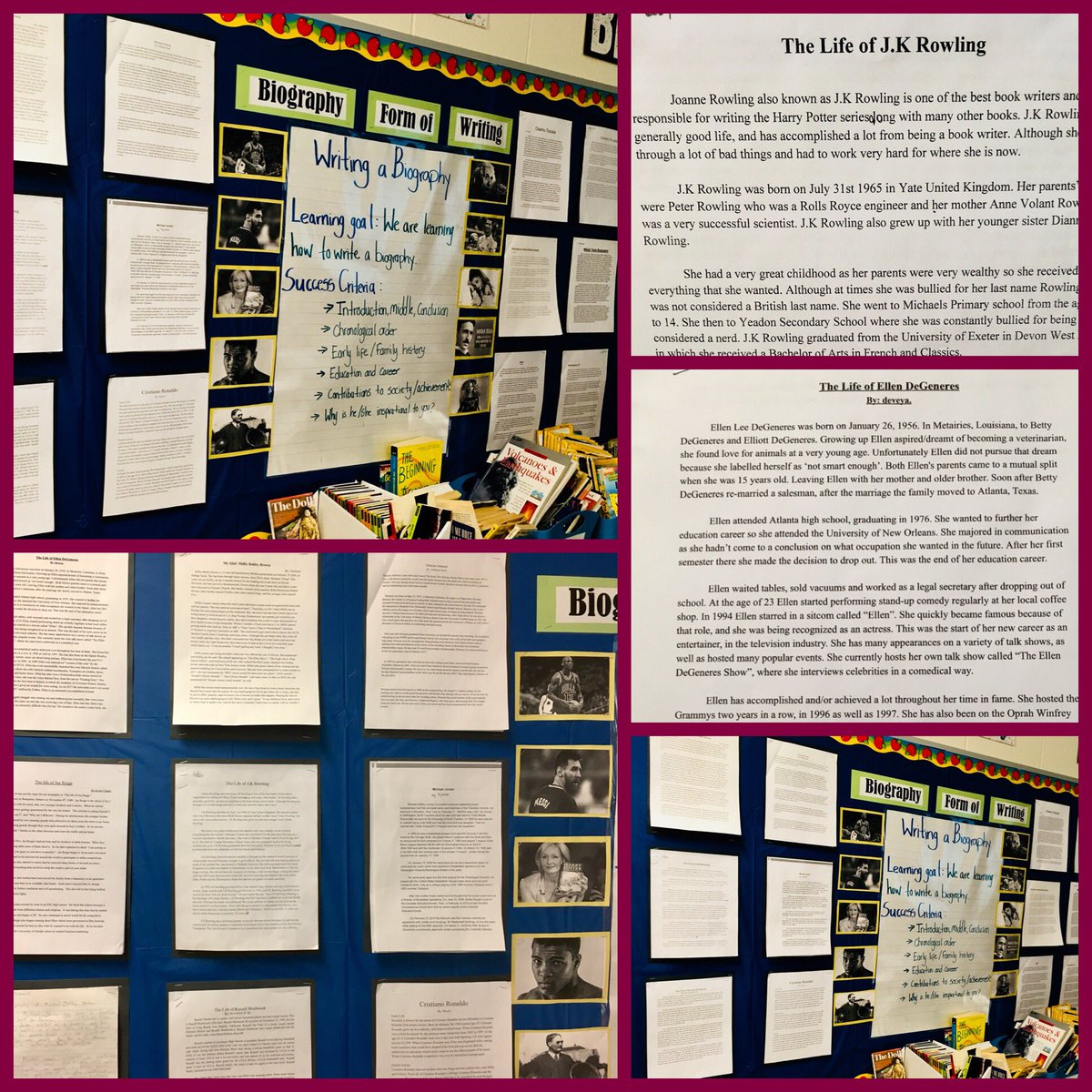 JamesGrievePS's tweet photo. So amazed at the detailed biographies @MissIyer22 Grade 8s have written for their biography writing unit. So much learning &amp; information on this wall 👏🏼 @PNeerja https://t.co/nAnS4xneVB