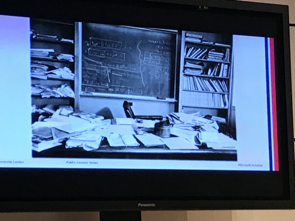 Dr Spinelli delighted the audience with her views on artefacts and how to build a better environment using design thinking.  Image on Einstein’s office - small spaces create order and large spaces offer a chance for disorder and a by product of creativity.  #brunellectures