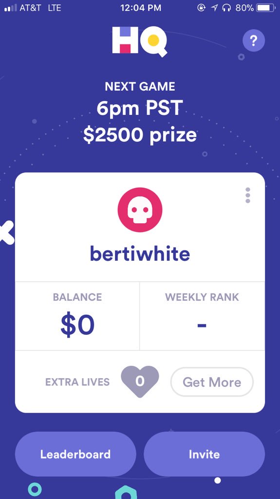 BertiBearden's tweet photo. @capn_denney @hqtrivia Mine went from not working to this... https://t.co/ejoknJNDPE