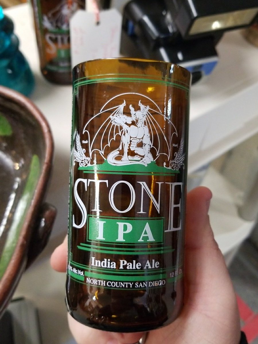 brinkles's tweet photo. @StoneBrewing can you tell me how old this bottle label is? Found glasses at antique store https://t.co/E8eKUndyfU