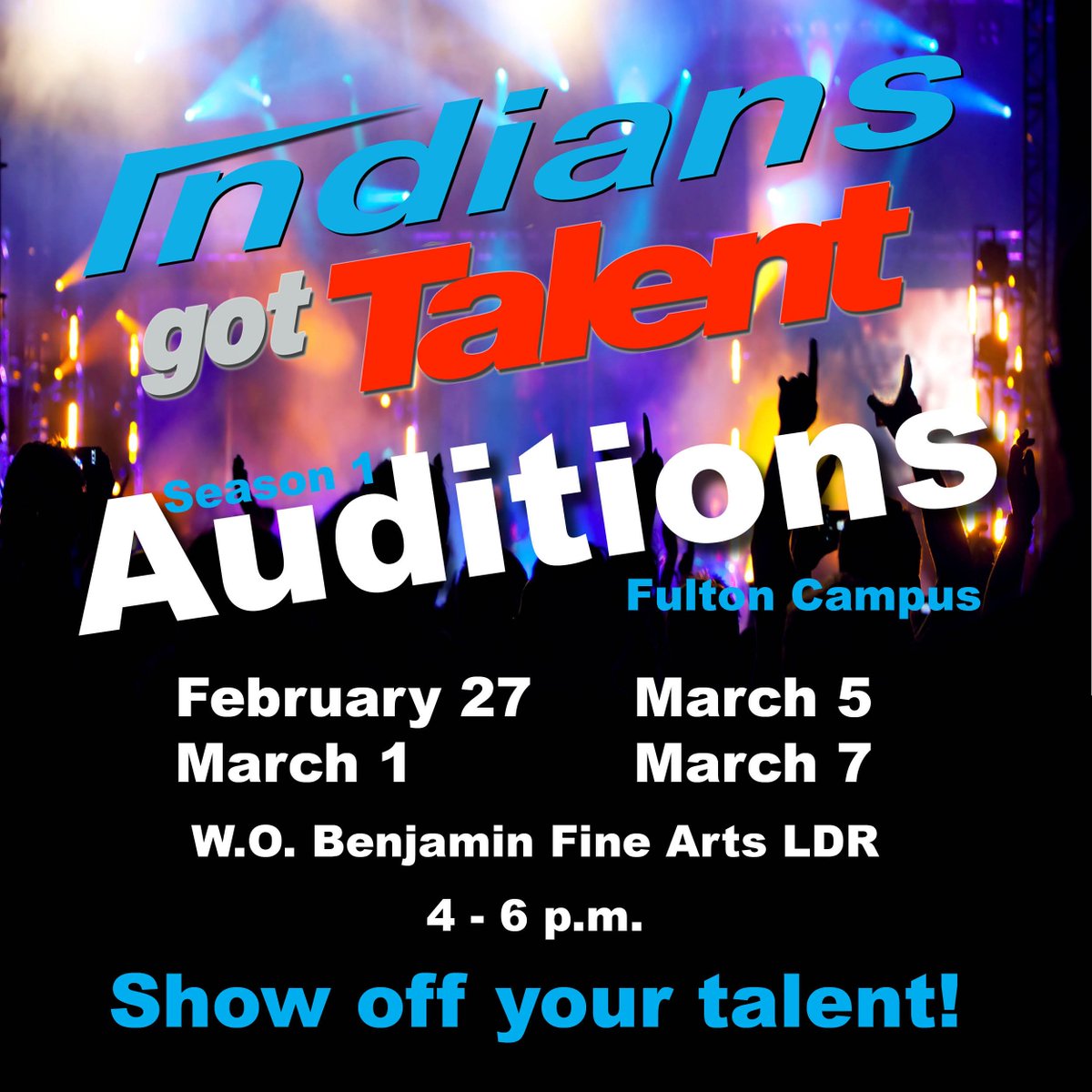 ItawambaCC's tweet photo. We had some amazing talent at our first audition, but we know there are more of you out there... so come show us and be a part of the FIRST season of Indians Got Talent https://t.co/wsIYawr5hU