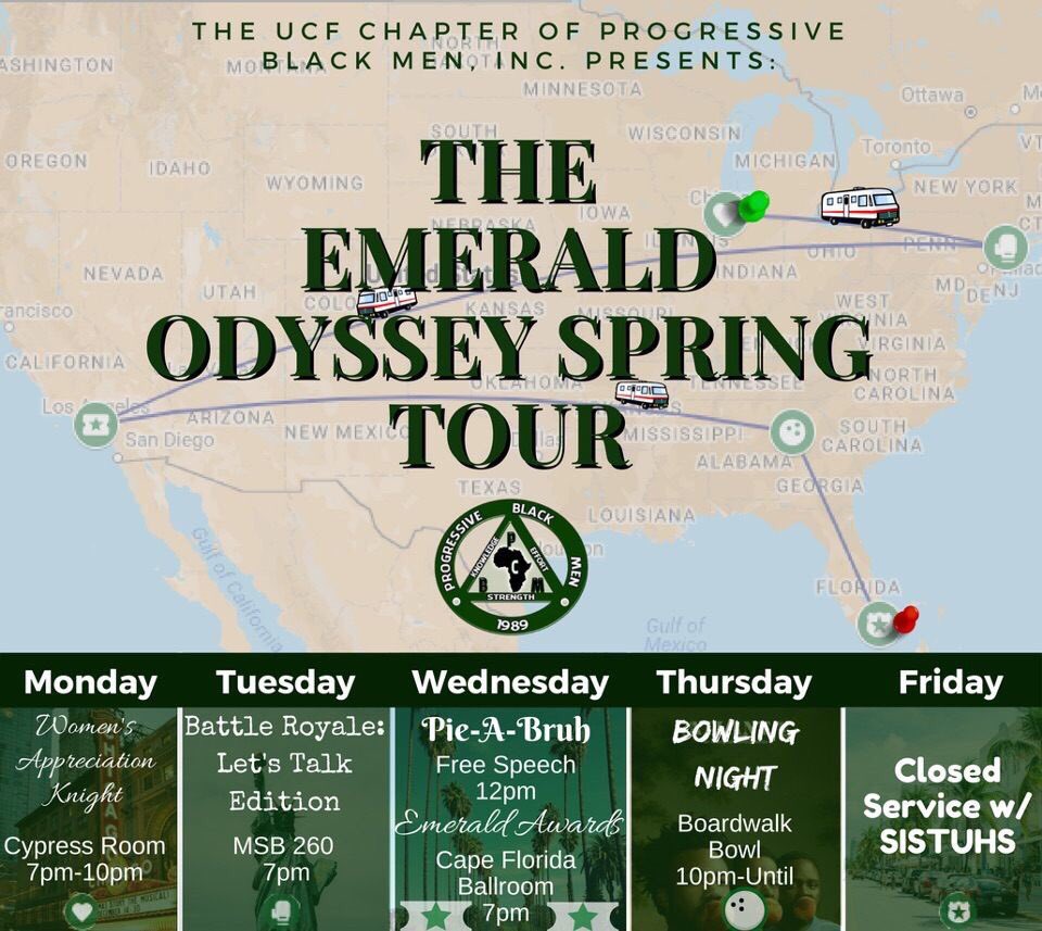 PBM_UCF's tweet photo. Take a journey on the Emerald Oddessey as we bring you a Spring Week you dont wanna miss! #PBMSpringTour https://t.co/2iJW1HCbIe