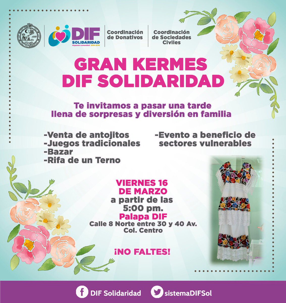 sistemaDIFSol's tweet photo. Asiste a la Kermés en beneficio de los grupos más vulnerables de nuestro Municipio 👇🏻 https://t.co/JPHi9Vp9jZ