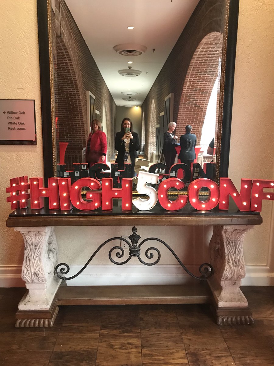 anniegpearce's tweet photo. In the five years of @High5Conf existence, I don’t think I’ve ever taken this photo. And I love @distad face in this photo! #High5Conf https://t.co/Bwc9Bts7oZ