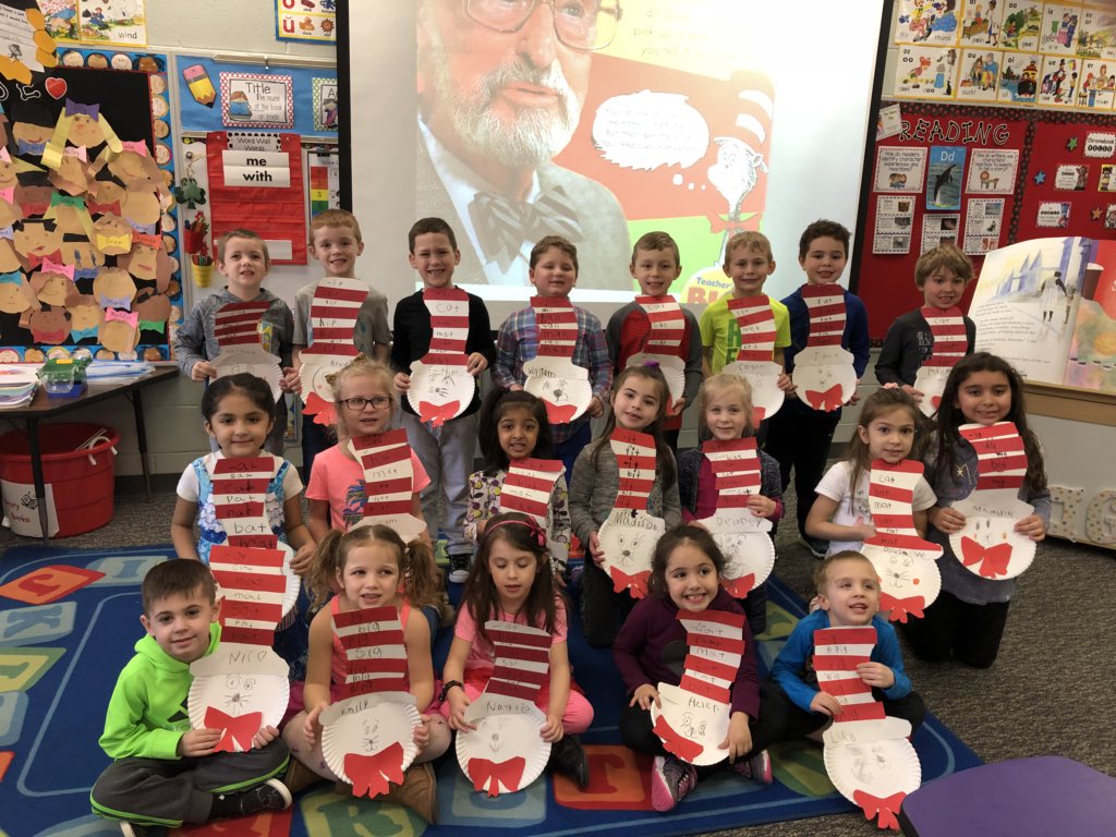 Kindergarten children build Word Families with the help of The Cat in The Hat. ❤️