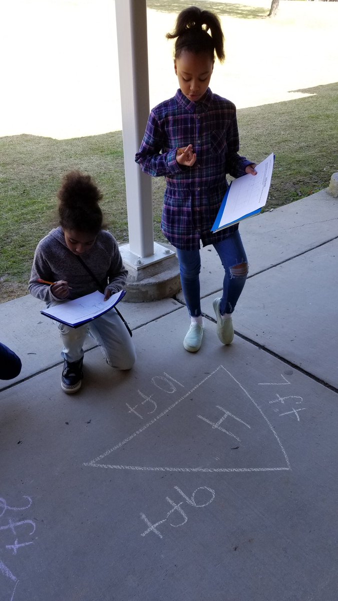 MsSchmidtTGES's tweet photo. A beautiful day like today should not be wasted! We took the classroom outside #mathematics #perimeterofshapes #sidewalkchalk  @timbergroveES @saudlin1 @TimberGroveAP https://t.co/4DexsXvAk4