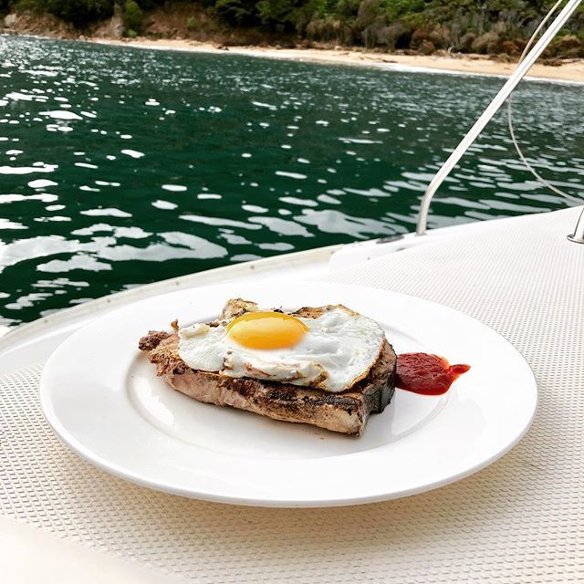 grenow's tweet photo. Fisherman’s breakfast - seared tuna with a fried egg on top and Sriracha sauce #abeltasman #caughtit #cookedit #ateit https://t.co/67MML3MGlj https://t.co/IeiWM0jYih