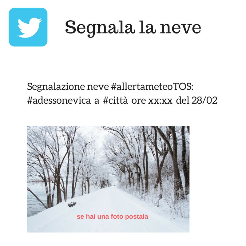 flash_meteo's tweet photo. In caso di nevicate sono utilissime le segnalazioni degli utenti perchè ci aiutano ad avere un monitoraggio in tempo reale di dove e quando sta nevicando. Inviateci le vostre seguendo il format suggerito qui. Grazie #allertameteoTOS  #allertameteo https://t.co/SKxFTOSC4g