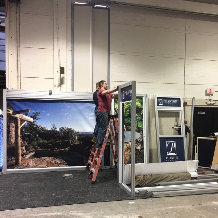Phantom_SouthAB's tweet photo. So excited! Getting set up for the @YYCHomeShows Home + Garden Show at the BMO Centre, March 1-4!  We look forward to working with you to design outdoor living spaces you'll love! We're in Booth 927. #yyc #home+garden #outdoordesign #doors #patios #decks #retractablescreens https://t.co/VN48PoXE3t