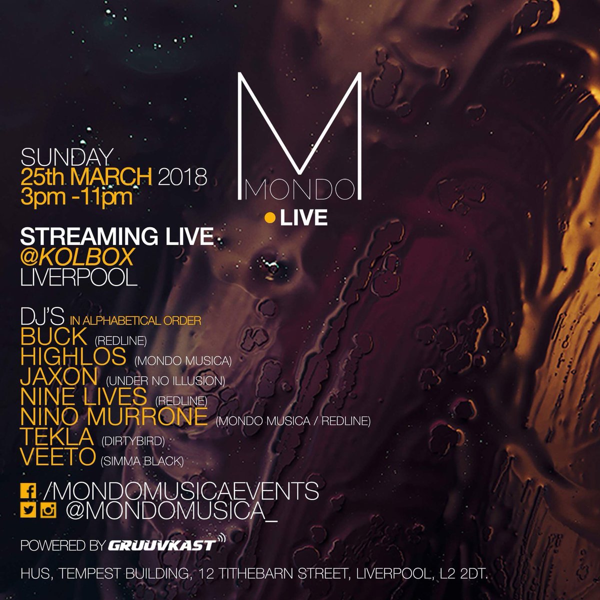 Looking forward to this 

<a href="/mondomusica__/">Mondo</a> LIVE 
Streaming live @ KOL BOX 
<a href="/hus_liverpool/">פـحـسيـن🦅🇮🇶</a> 
Sunday 25th March 
3pm - 11pm
Free Party  
#Techno #TechHouse