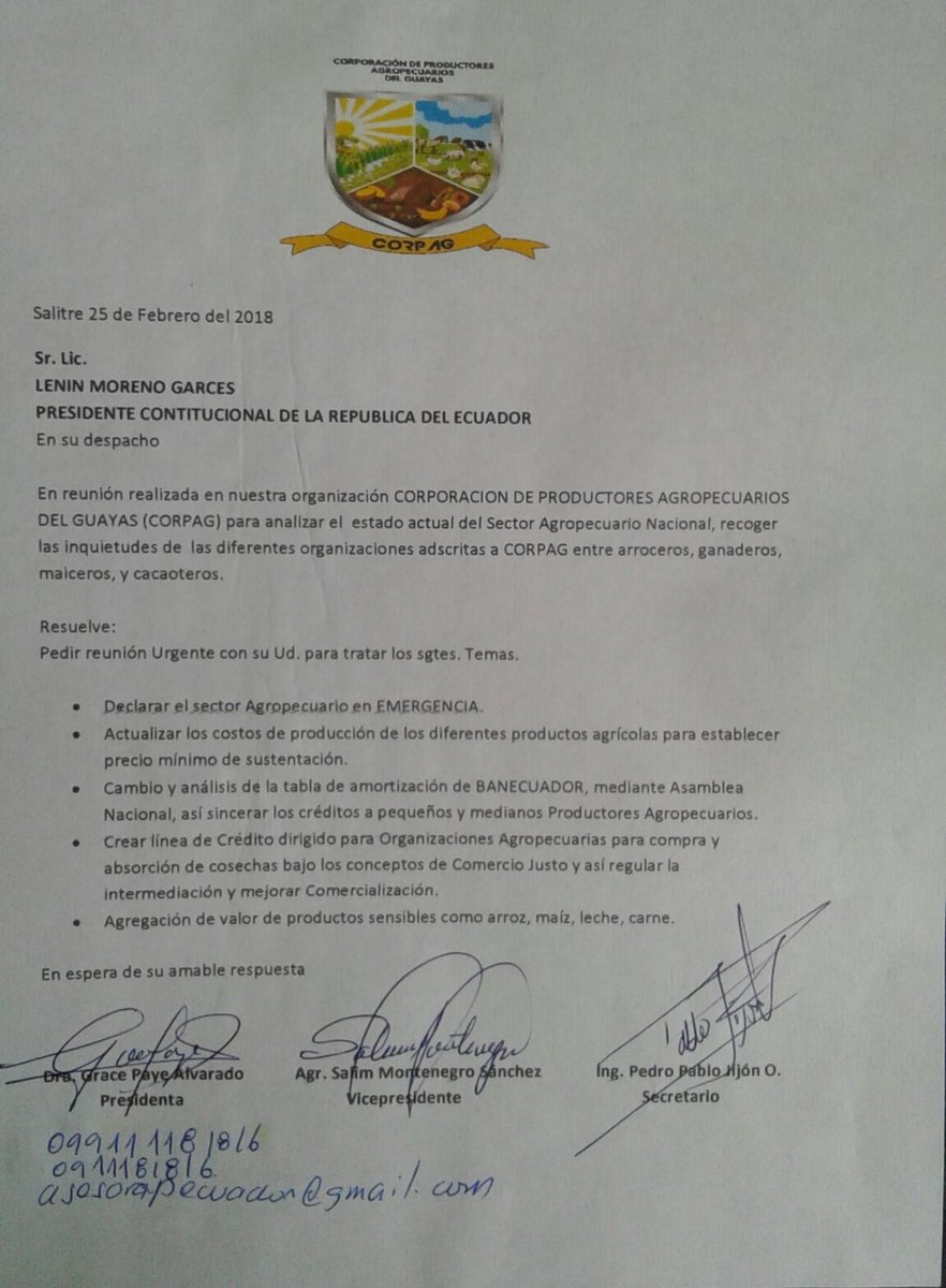 kaluko's tweet photo. 10 meses de atrazo RT @PROCUCTGYAS: Asamblea de #CORPAG pide a Presidente @Lenin declare en #EmergenciaSectorAgropecuario y realiza propuestas para solucionar crisis Agropecuaria. https://t.co/1TsHcTdTfx