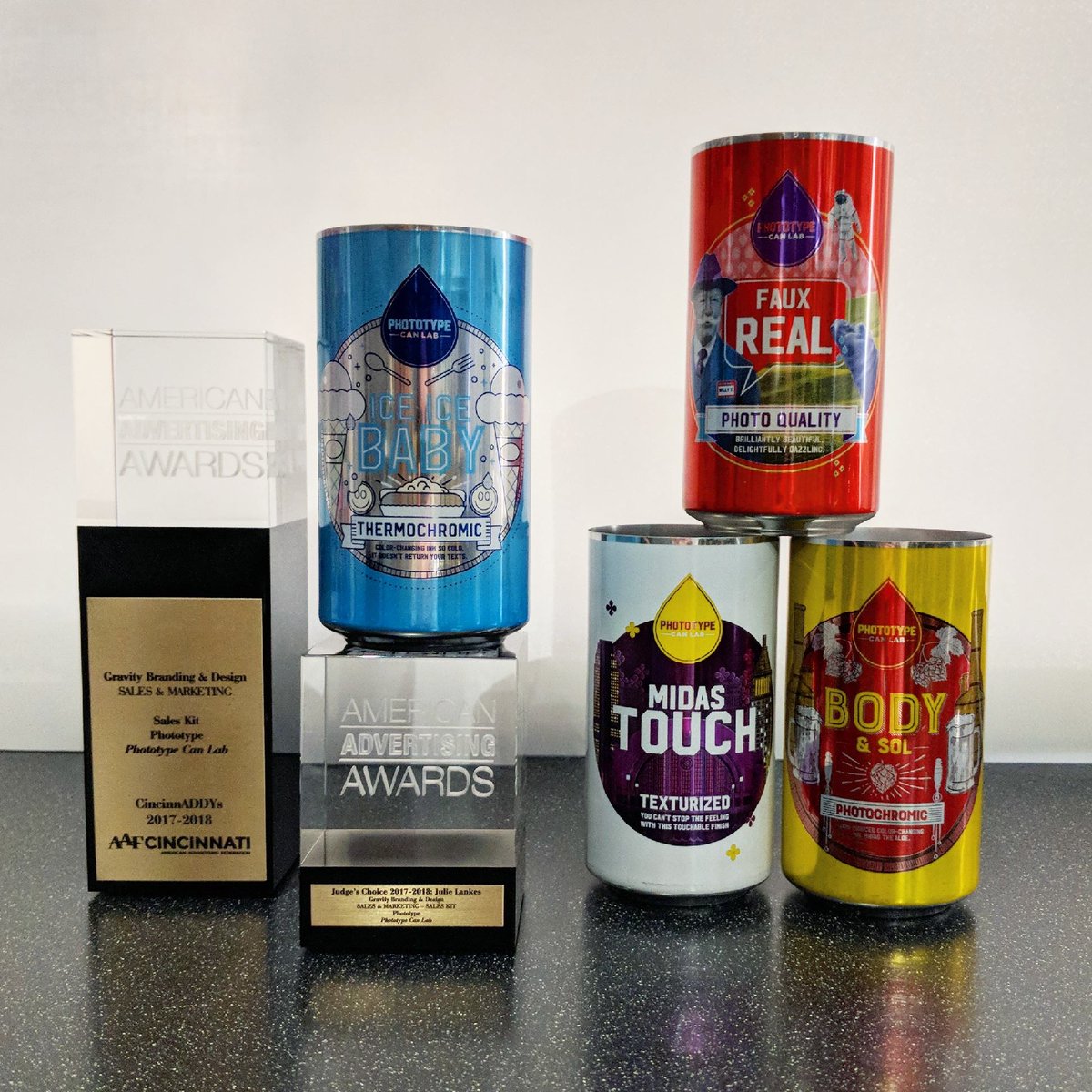 gravitydefyit's tweet photo. Our team at Gravity is incredibly proud to announce that we have been awarded a gold ADDY—as well as Judge’s Choice—at this year’s CincinnADDY Awards, for our creation and design of the Phototype Can Lab! See more @ https://t.co/Tm3iTHYNyp https://t.co/xY7JHUDG0e