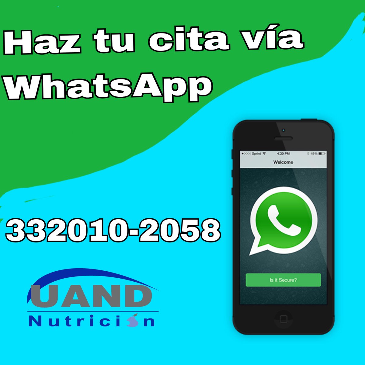 NutricionUAND's tweet photo. No necesitas llamar, vía WhatsApp te agendamos tu cita, más practico no se puede 🍎🍉🍓
#nutricionista #nutriologozapopan #alimentacionsaludable #fitness #citanutriologo #uandnutricion #cuidadodiabetes #diabetes #controlpeso https://t.co/87gbVq3SAk