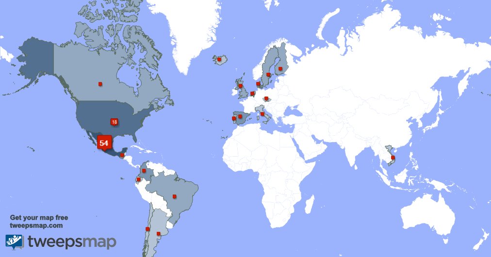 metalyadiccion's tweet photo. My followers are in Mexico(52%), USA(17%)... Get your map too: https://t.co/U0AsWNFjtB https://t.co/n9iThorsXw
