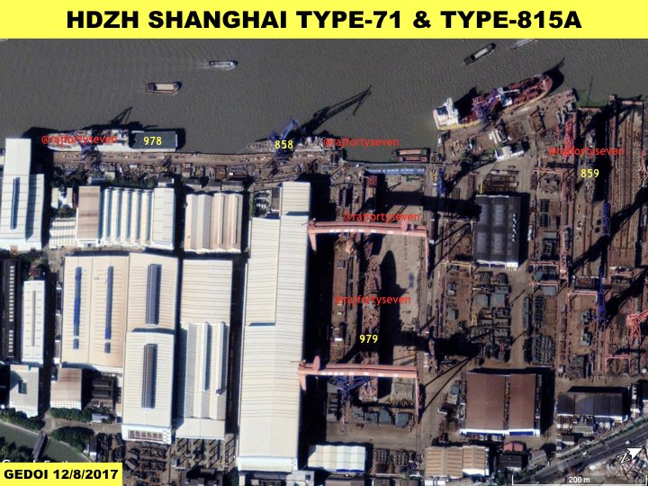 rajfortyseven's tweet photo. #China #PLAN #Dongdiao class #Type815A #AGI intelligence gathering ships & #Yuzhao class #Type71 #LPD at #HDZH #Shanghai GEDOI12/8/17
All launched as of date. https://t.co/OtdznbFKug