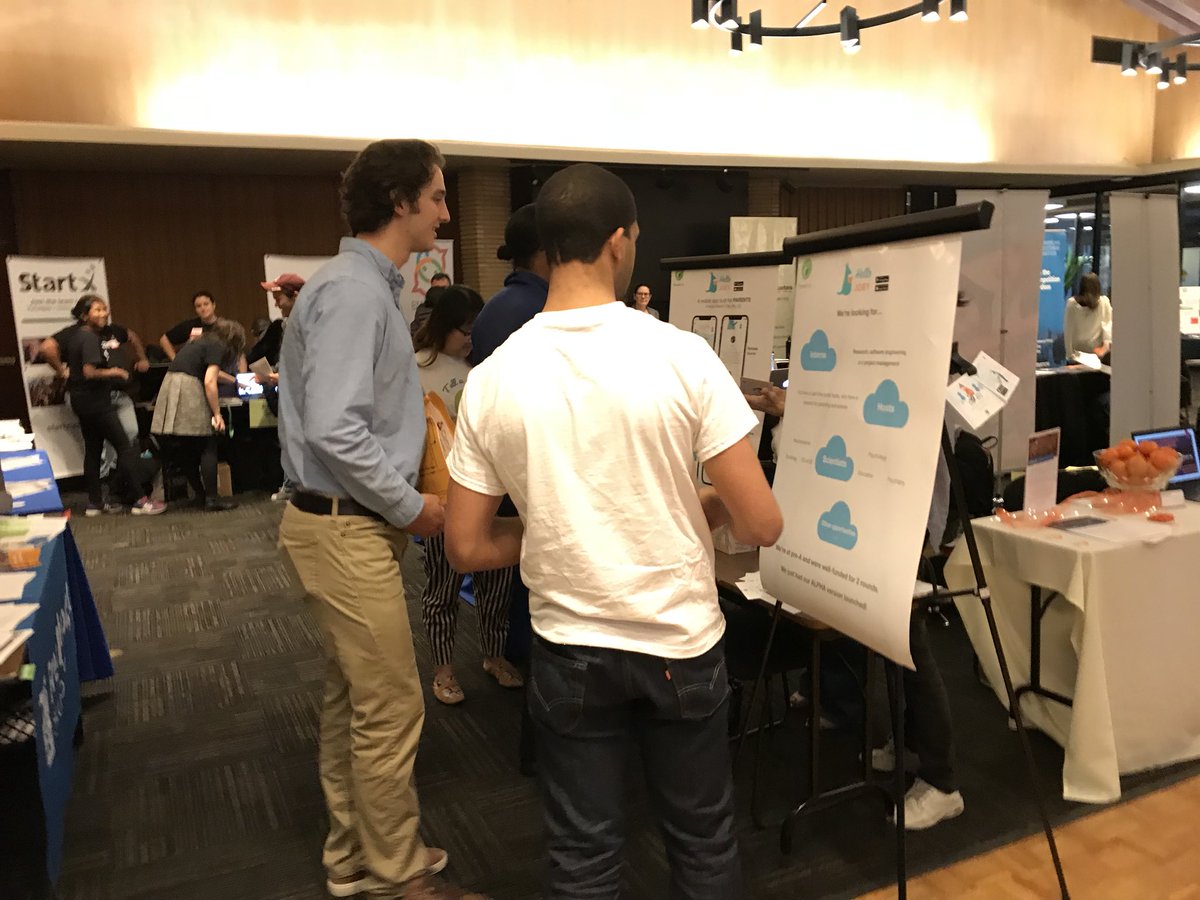 BrettAlpert's tweet photo. Stanford students at “Venture Social Impact &amp; Education” lining up to connect with employers! Great collaboration between @StanfordBEAM @haascenter and @StanfordEd! #meaningfulwork https://t.co/eu6gfodAXH