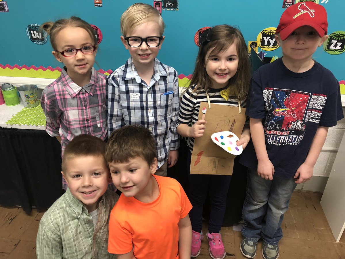 shelbyprincipal's tweet photo. McDonald's worker, cowboy, train conductor, cop, DQ worker, &amp; Pokémon 
shark, President, teacher, polar bear, construction worker
farmer, scientist, artist, Cardinal's player, lineman &amp; Cardinal's fan
#President #Futurecareer https://t.co/PnYM9L9COp