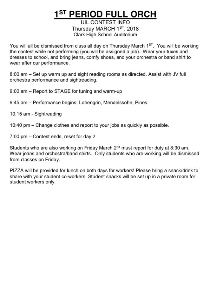 Schedule for tomorrow!