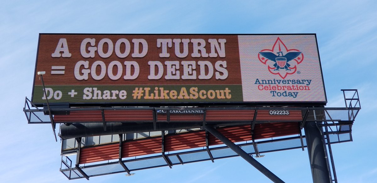 NorthernStarBSA's tweet photo. Let us know if you spot one of our #LikeAScout billboards on your way home tonight! Encourage others to do good deeds using the hashtag! https://t.co/hjkl5mlpx3