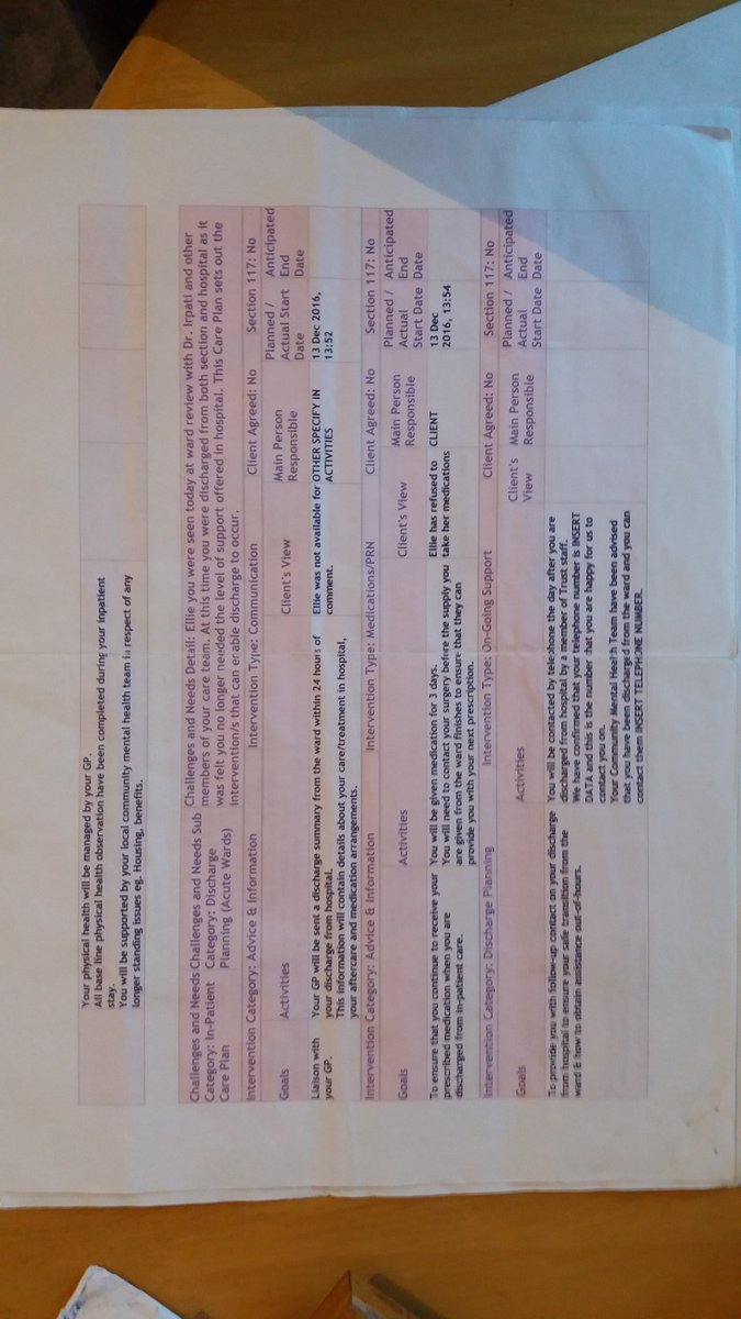 TheSliverEllie's tweet photo. @geoffscameras @CornwallCouncil @CornwallFT @DC_Police Section 2 #MHA is detention for assessment and treatment for up to 28days @CornwallFT discharged me after 12hours envelope had my key, bank card, money in
I could contact Restormel #CMHT on INSERT PHONE NUMBER
Severe side effects to prescribed meds #Cornwallgate errors&lost data https://t.co/9Aqbtlje0p